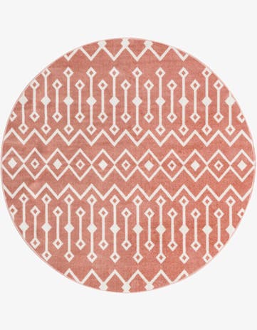 Pink Bohemian Trellis Round Rug