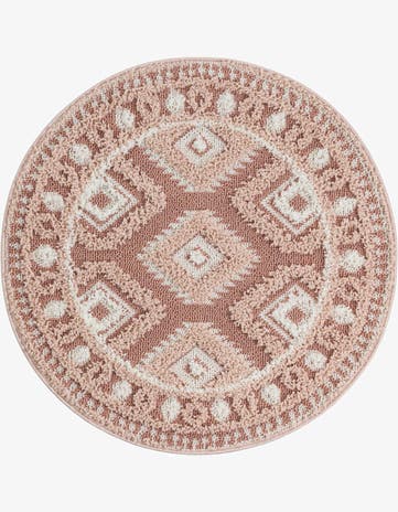 Pink Boho Round Rug