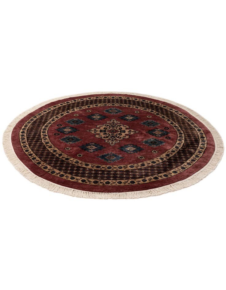 Detail image of 5' 11 x 6'  Hand Knotted Bokhara Oriental Wool Round Rug