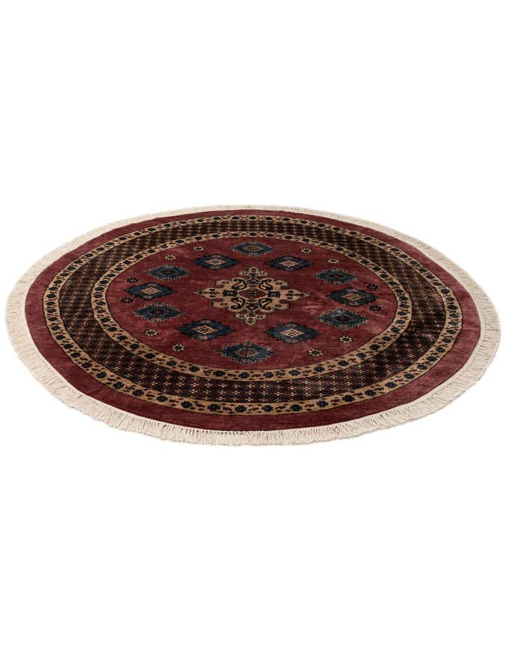 5' 11 x 6' Hand Knotted Bokhara Oriental Wool Round Rug