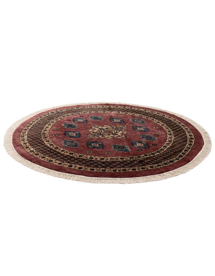 5' 11 x 6' Hand Knotted Bokhara Oriental Wool Round Rug