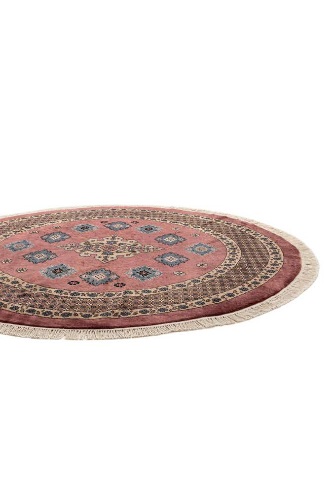 5' 11 x 6' Hand Knotted Bokhara Oriental Wool Round Rug