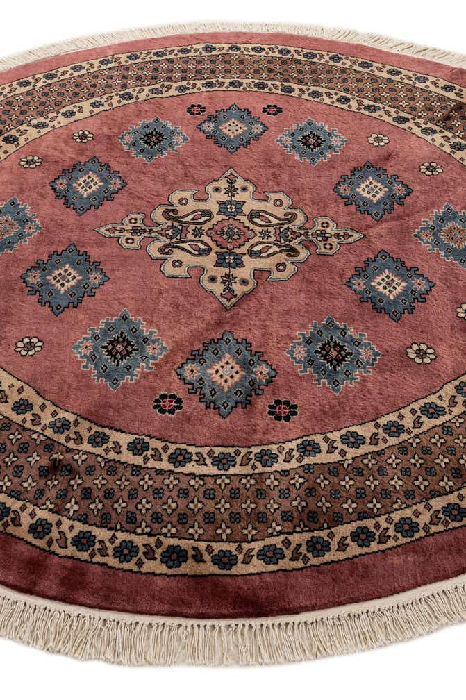 5' 11 x 6' Hand Knotted Bokhara Oriental Wool Round Rug