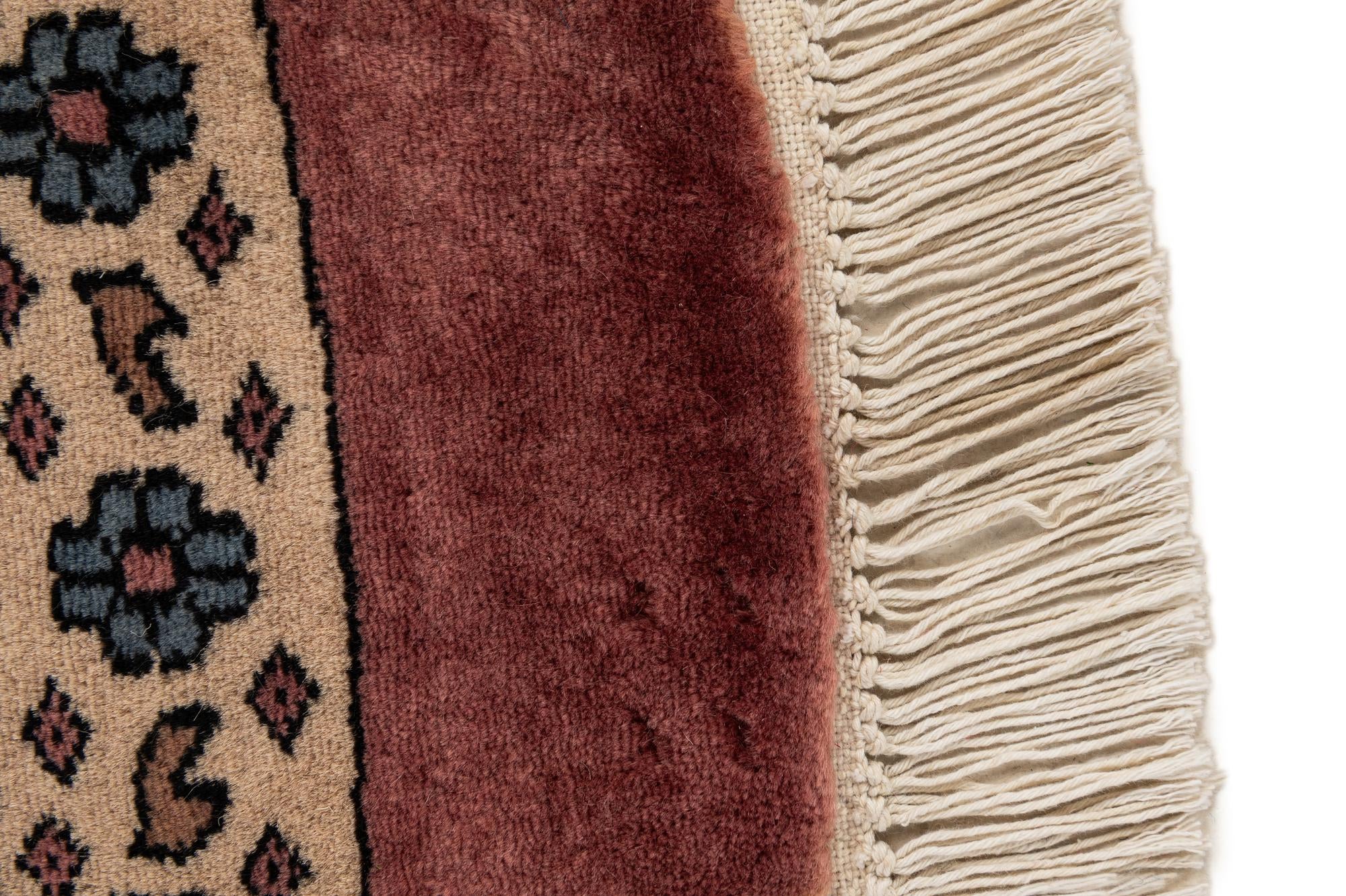 5' 11 x 6' Hand Knotted Bokhara Oriental Wool Round Rug