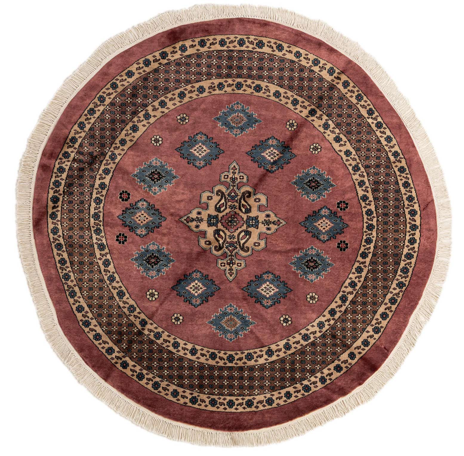 5' 11 x 6' Hand Knotted Bokhara Oriental Wool Round Rug
