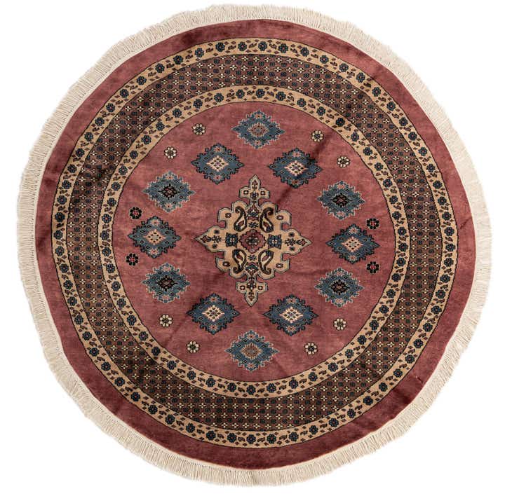5' 11 x 6' Hand Knotted Bokhara Oriental Wool Round Rug