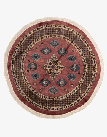 5' 11 x 6' Hand Knotted Bokhara Oriental Wool Round Rug