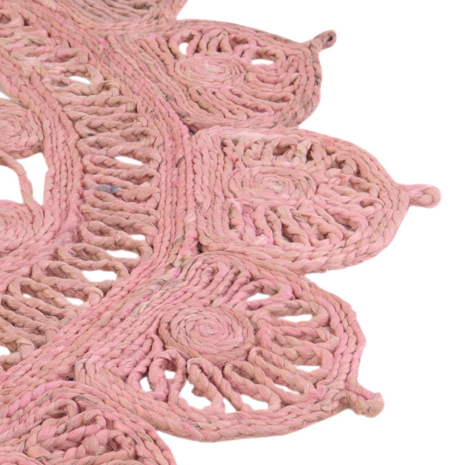 Custom Pink Braided Jute Round Rug