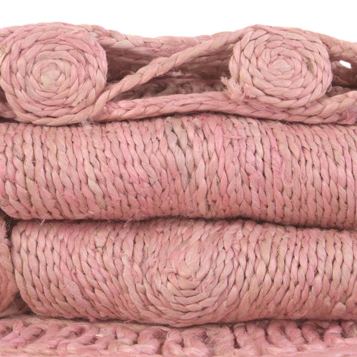 Detail image of Custom Pink Braided Jute Round Rug