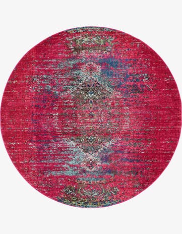 Pink Washable Carnevale Round Rug