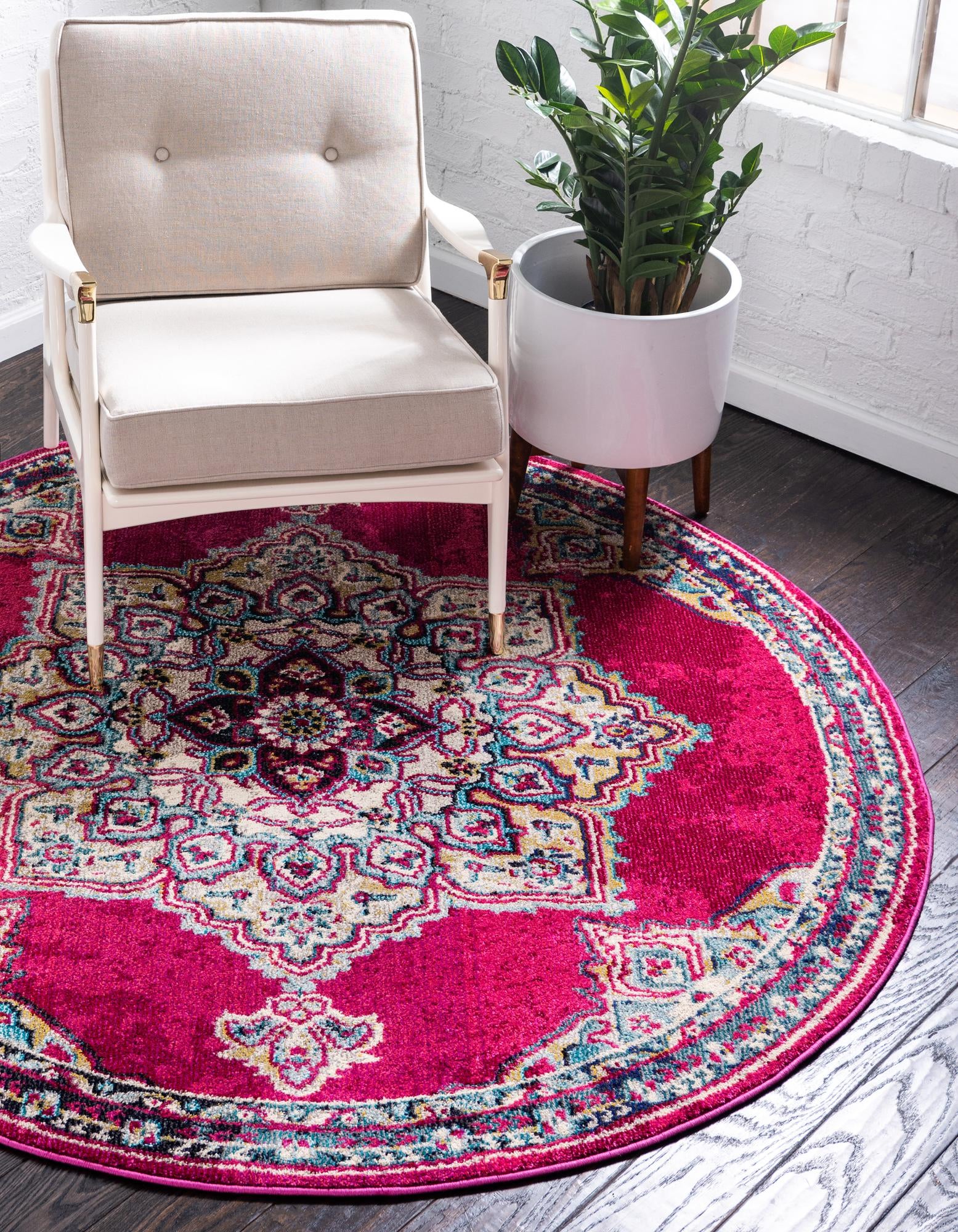 6' x 6' Washable Fleur Round Rug