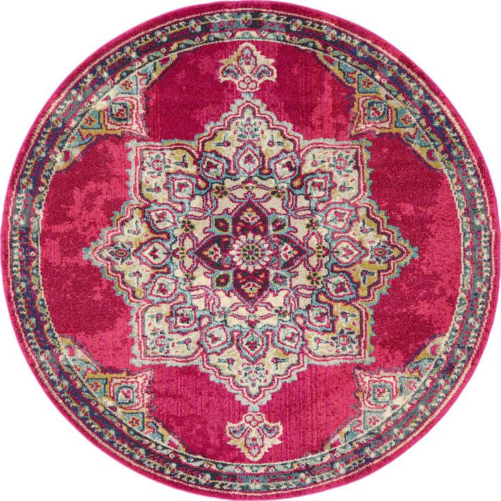 6' x 6' Washable Fleur Round Rug