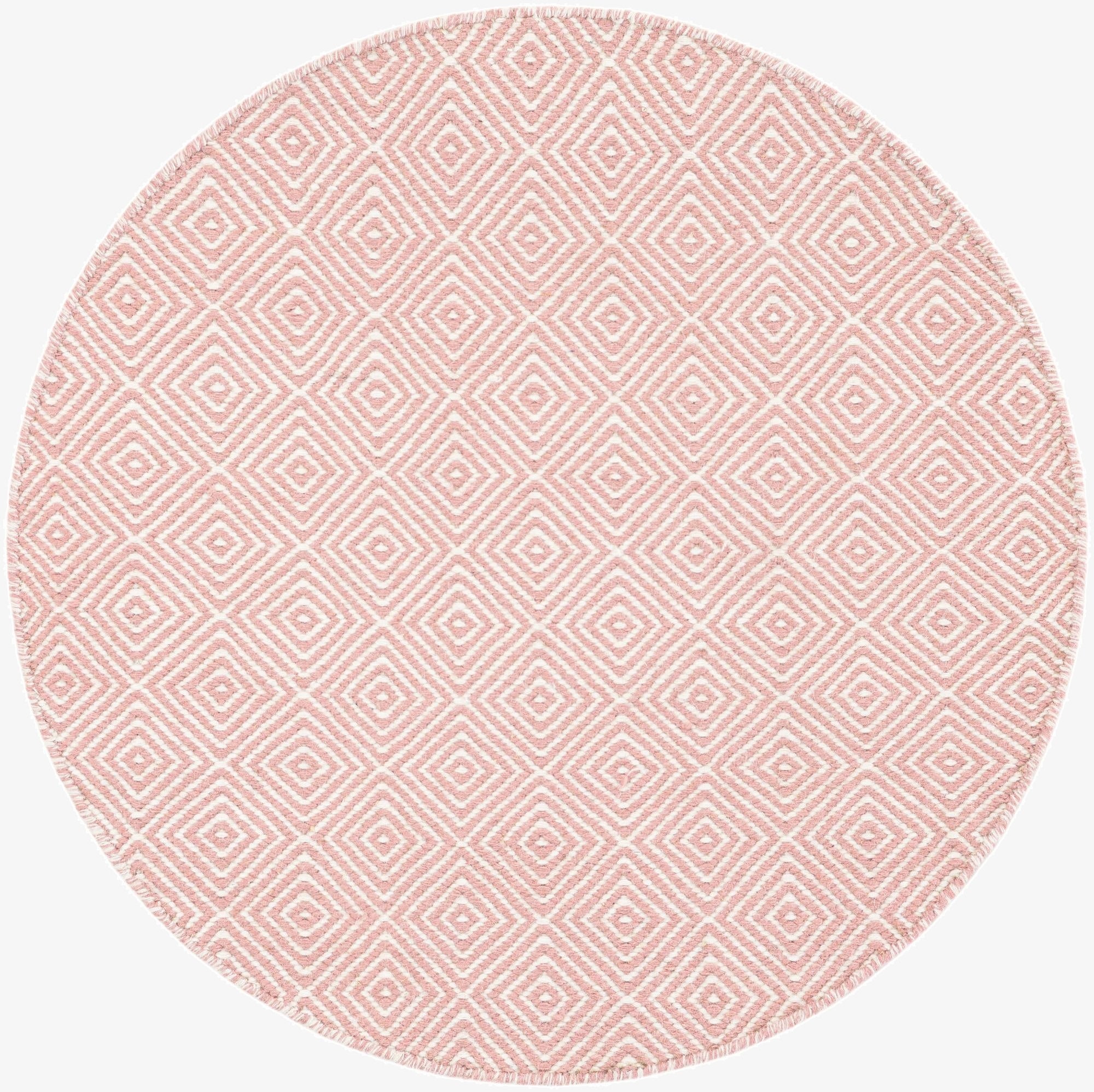 95cm x 95cm  Hand Woven Geo Trellis Flatweave Round Rug