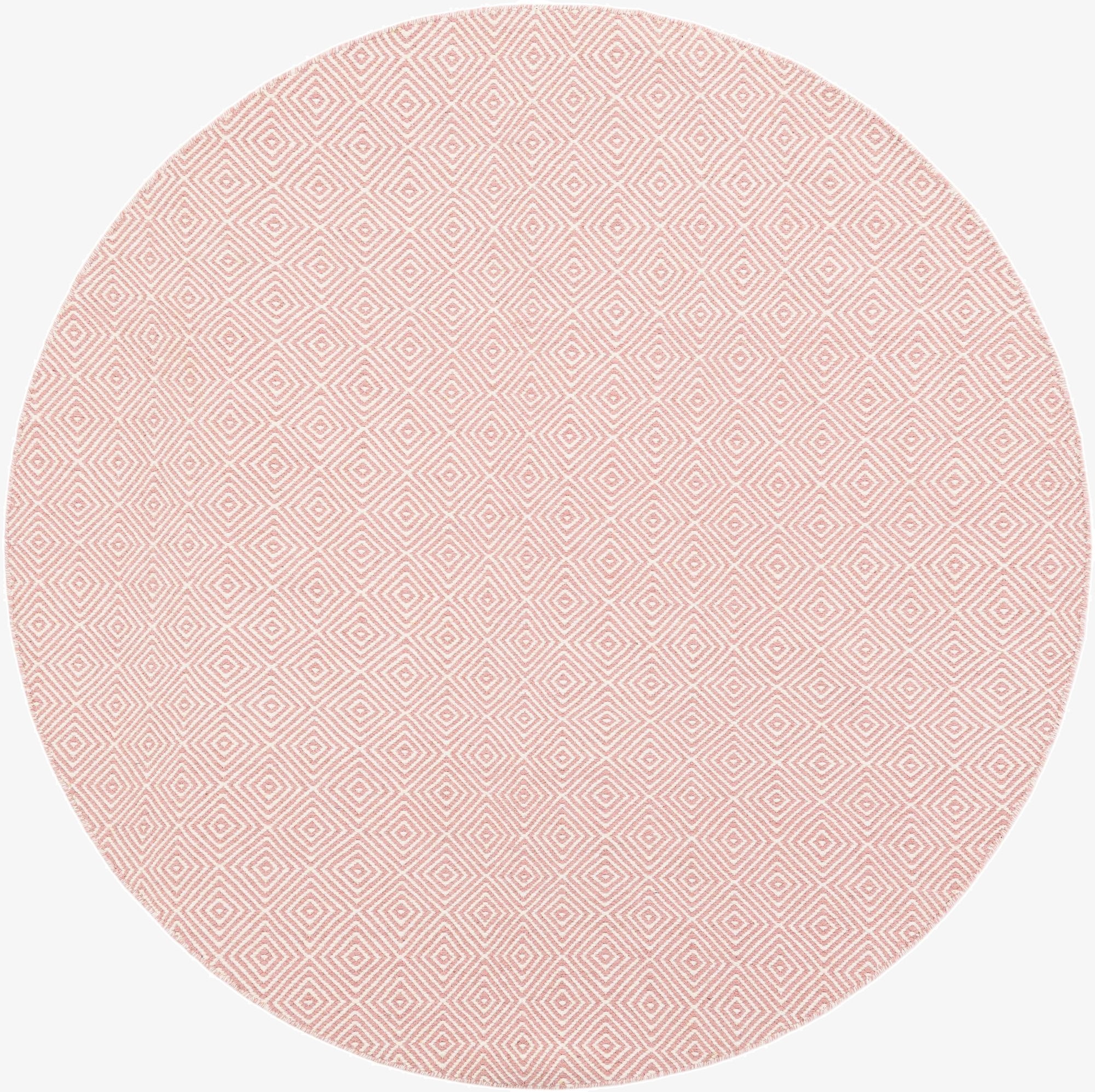 185cm x 185cm  Hand Woven Geo Trellis Flatweave Round Rug