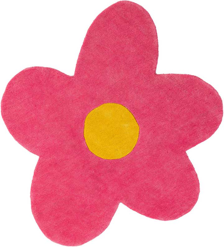 4' 1 x 4' 1 Happy Rugs Funky Flower Wool Round