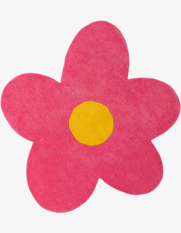 5' 1 x 5' 1 Happy Rugs Funky Flower Wool Round