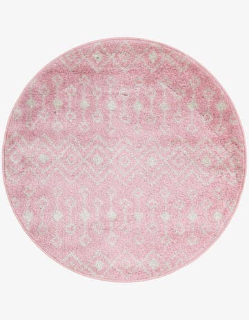 Pink Moroccan Trellis Round Rug