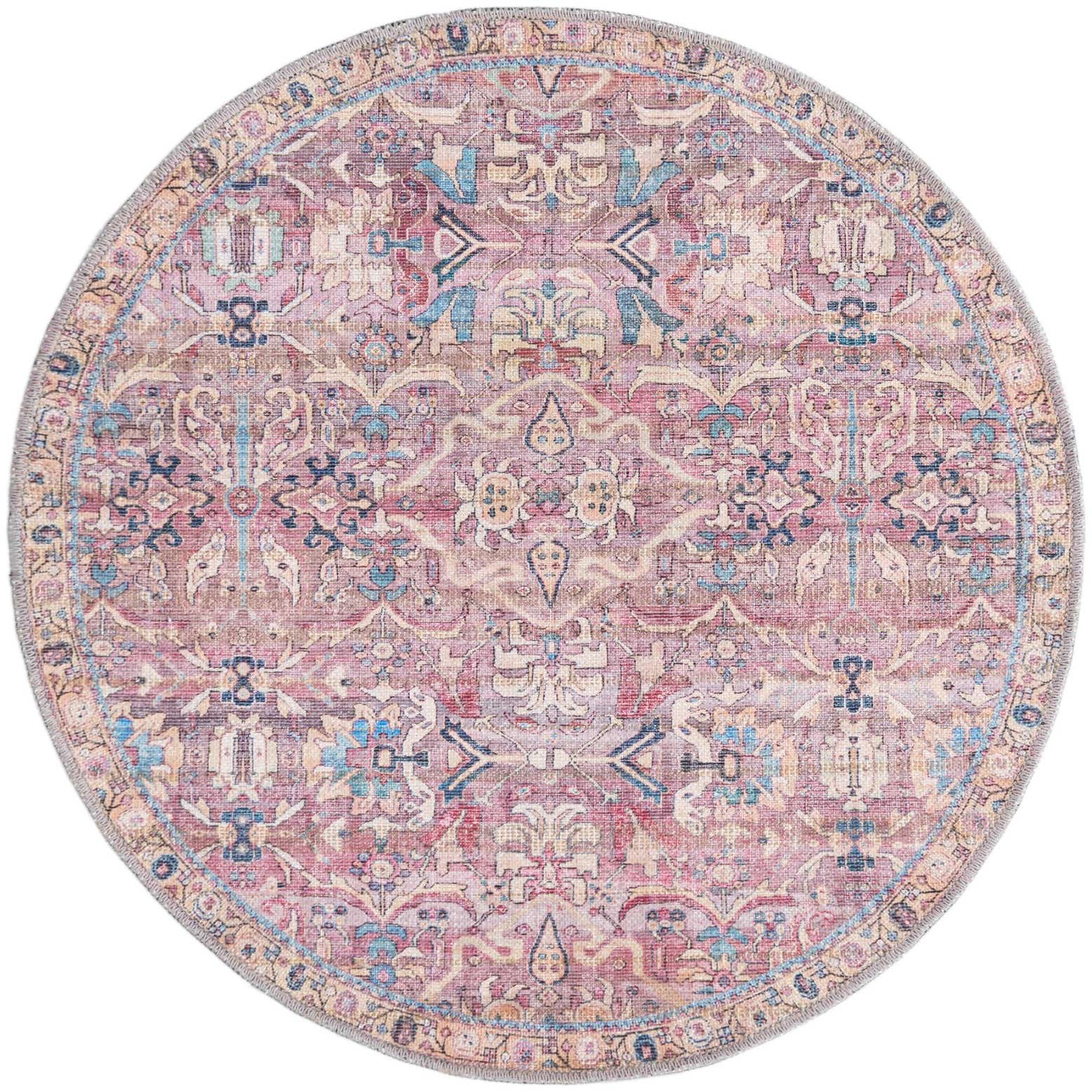 3' 3 x 3' 3 Washable Nostalgia Round Rug