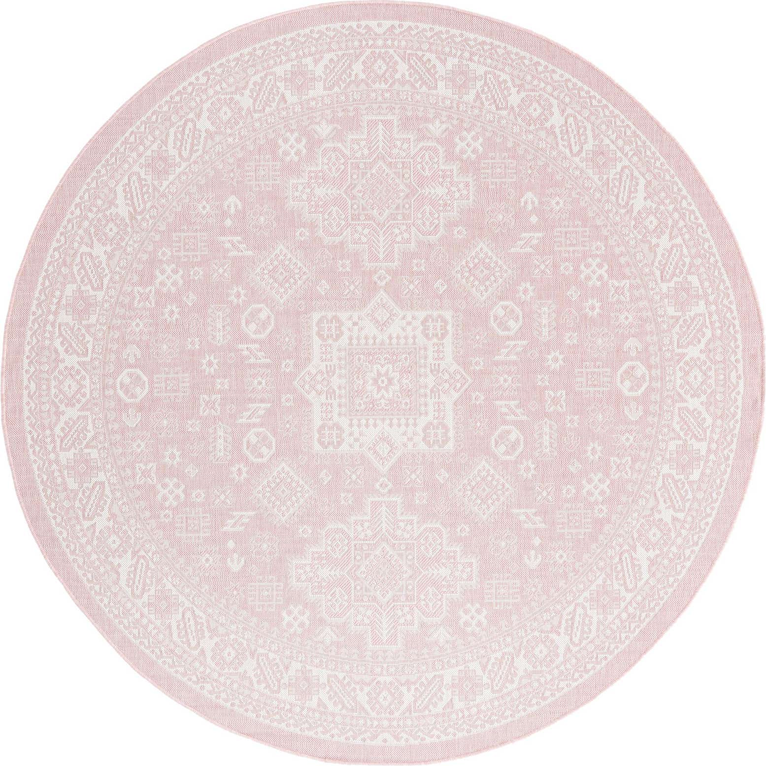 7' 10 x 7' 10 Easy-Clean Aztec Indoor / Outdoor Round Rug