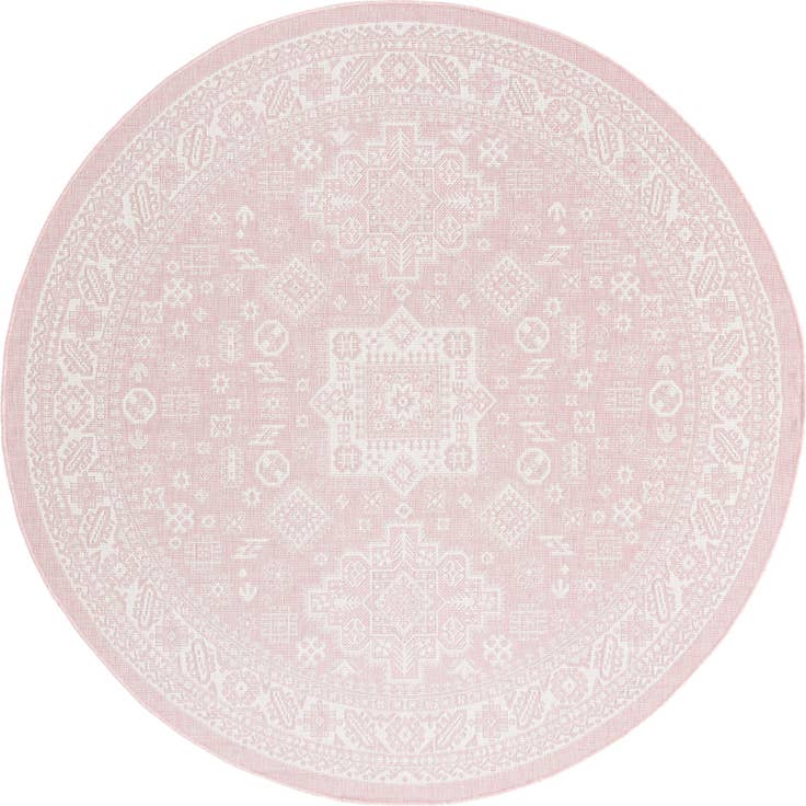 Detail image of 7' 10 x 7' 10 Easy-Clean Aztec Indoor / Outdoor Round Rug