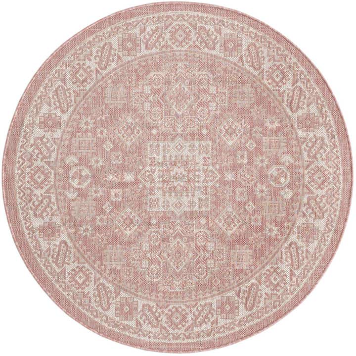 4' x 4' Easy-Clean Aztec Indoor / Outdoor Round Rug
