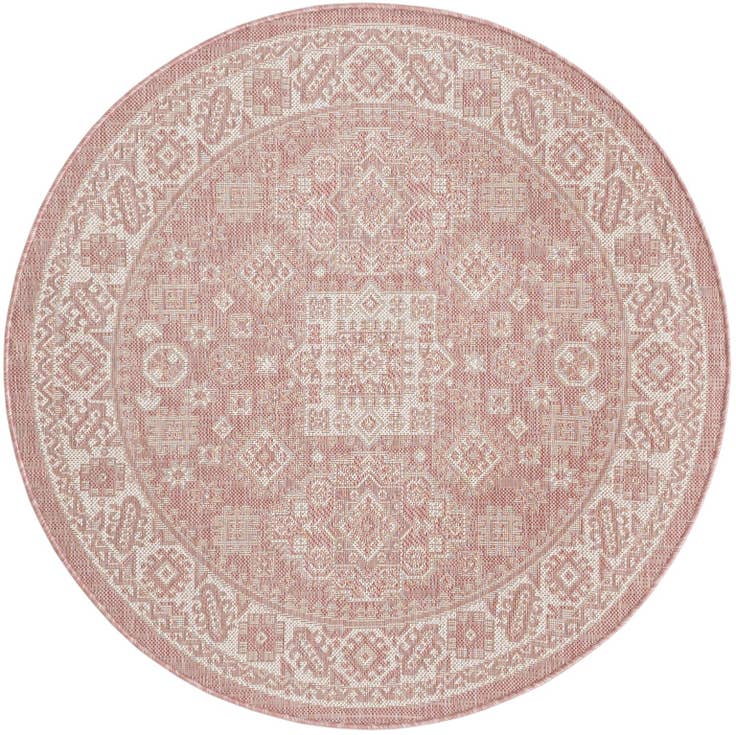 Detail image of 4' x 4' Easy-Clean Aztec Indoor / Outdoor Round Rug