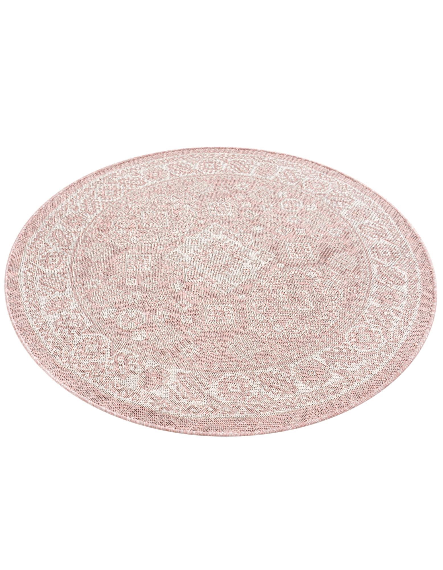 4' x 4' Easy-Clean Aztec Indoor / Outdoor Round Rug
