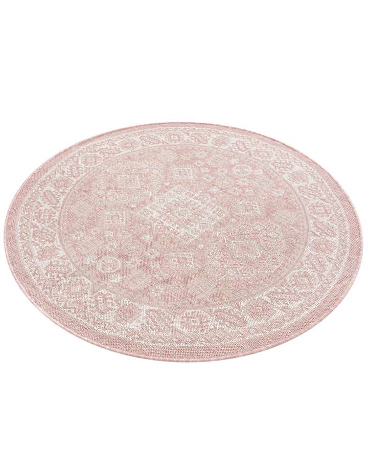 4' x 4' Easy-Clean Aztec Indoor / Outdoor Round Rug
