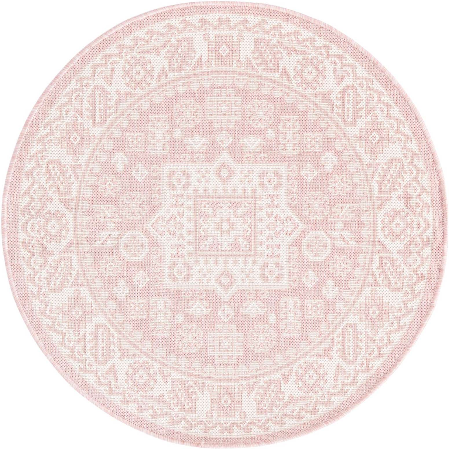 3' x 3' Easy-Clean Aztec Indoor / Outdoor Round Rug