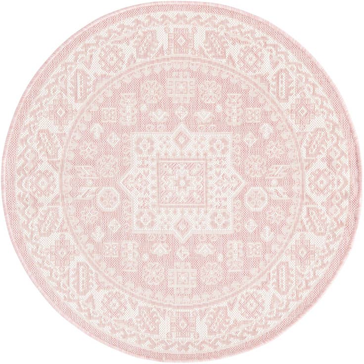Detail image of 3' x 3' Easy-Clean Aztec Indoor / Outdoor Round Rug