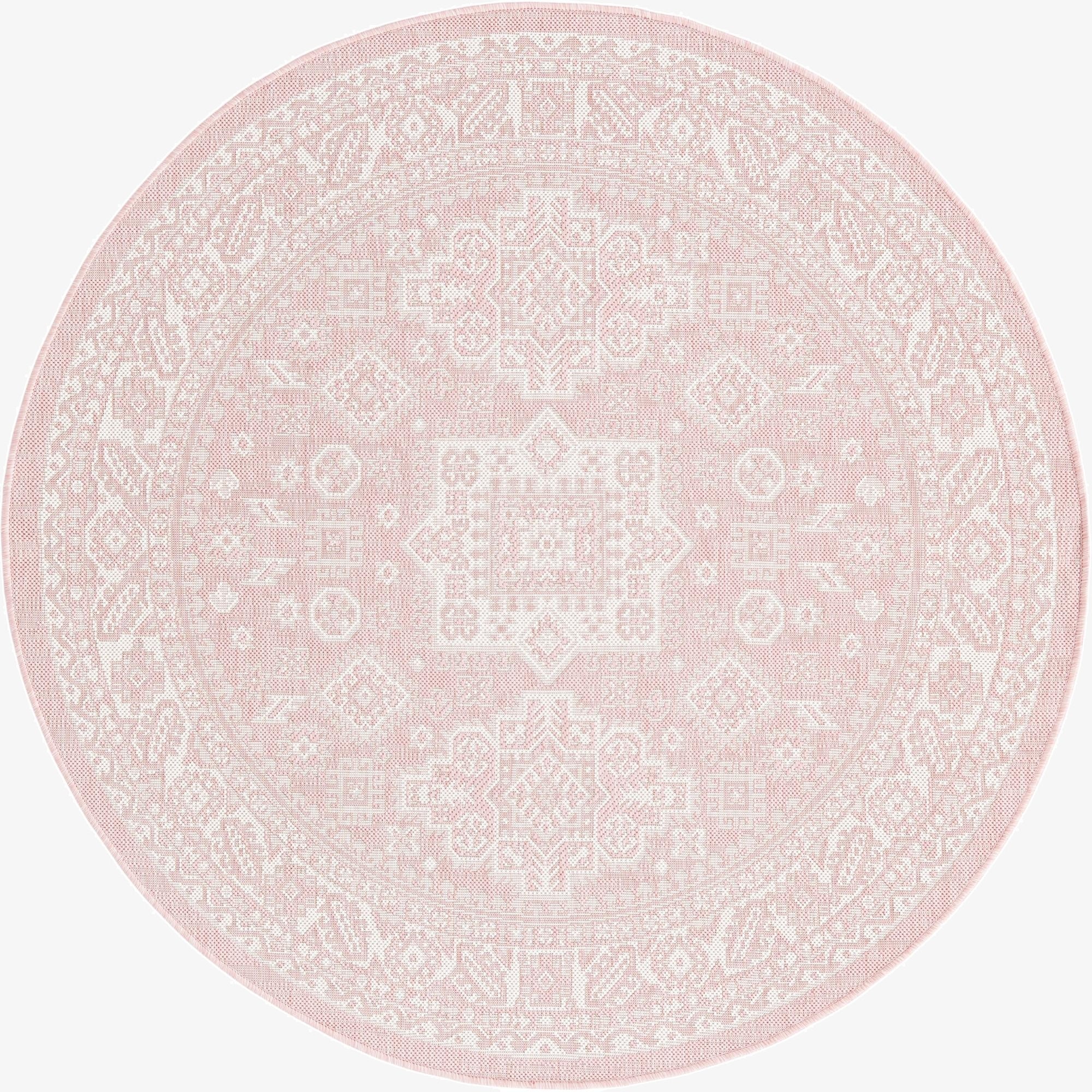 Primary image 5' 3 x 5' 3  Washable Aztec Indoor / Outdoor Round Rug