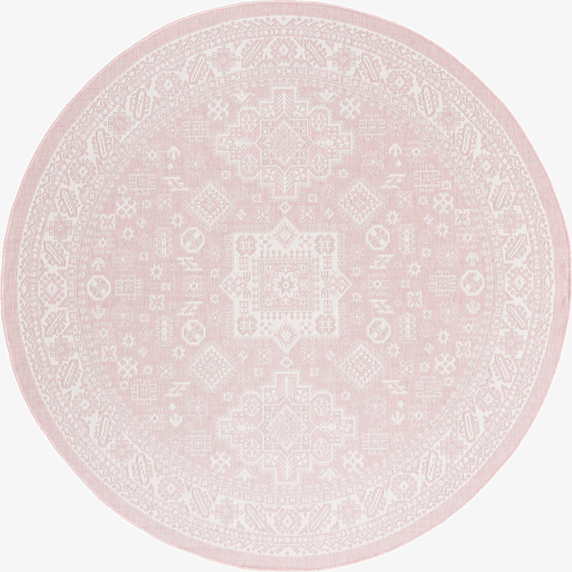 Primary image 7' 10 x 7' 10  Washable Aztec Indoor / Outdoor Round Rug