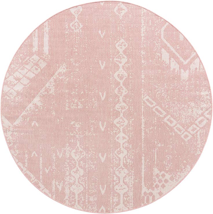 Detail image of 7' 10 x 7' 10 Easy-Clean Bohemian Indoor / Outdoor Round Rug