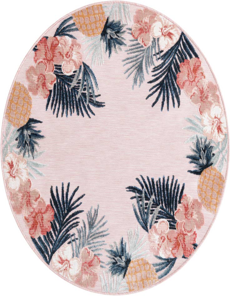 Detail image of 4' 5 x 4' 5 Easy-Clean Botanical Indoor / Outdoor Round Rug