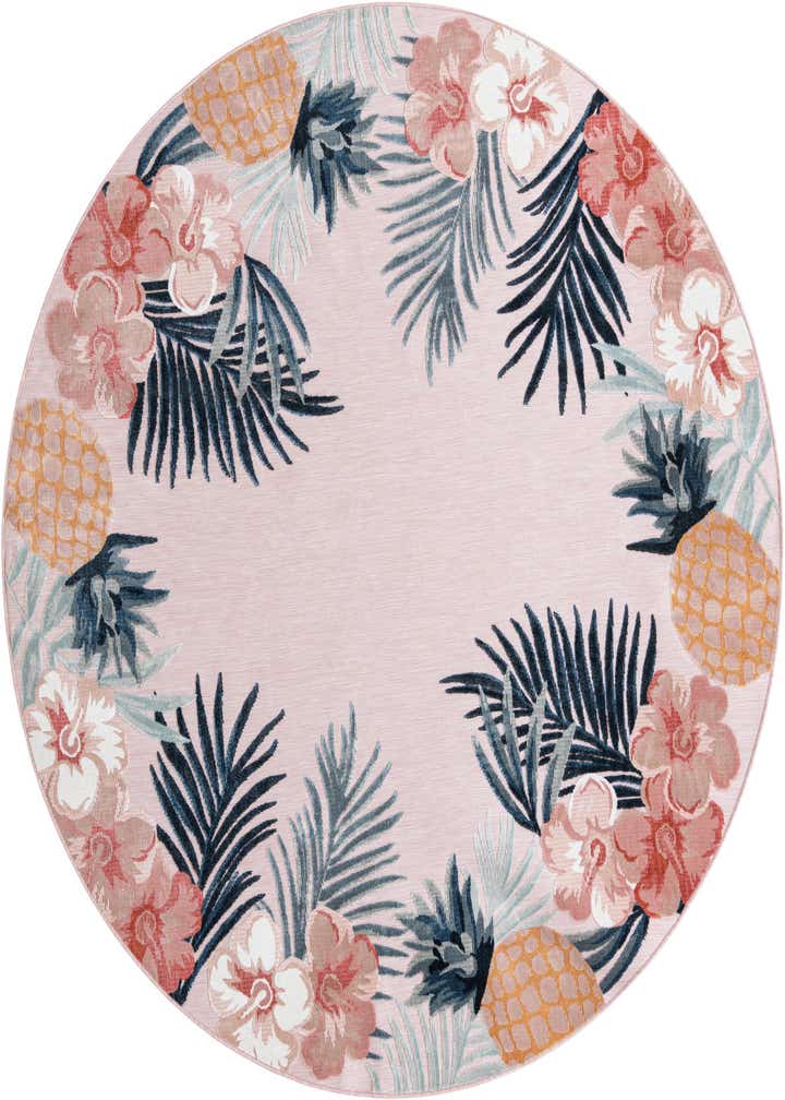 8' 2 x 8' 2 Easy-Clean Botanical Indoor / Outdoor Round Rug