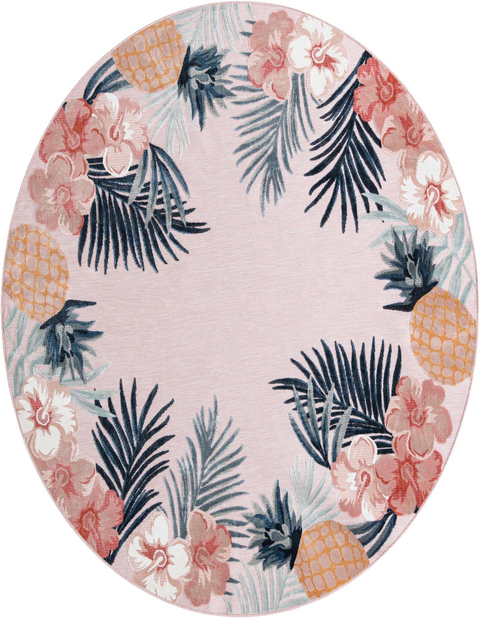8' 2 x 8' 2 Easy-Clean Botanical Indoor / Outdoor Round Rug