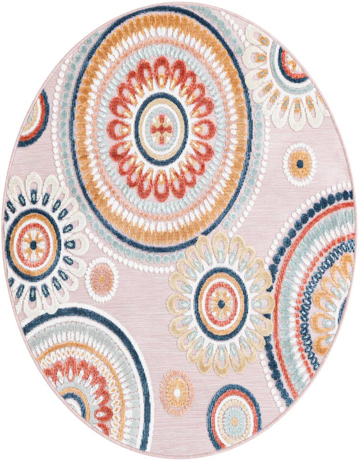 Detail image of 4' 5 x 4' 5 Easy-Clean Botanical Indoor / Outdoor Round Rug
