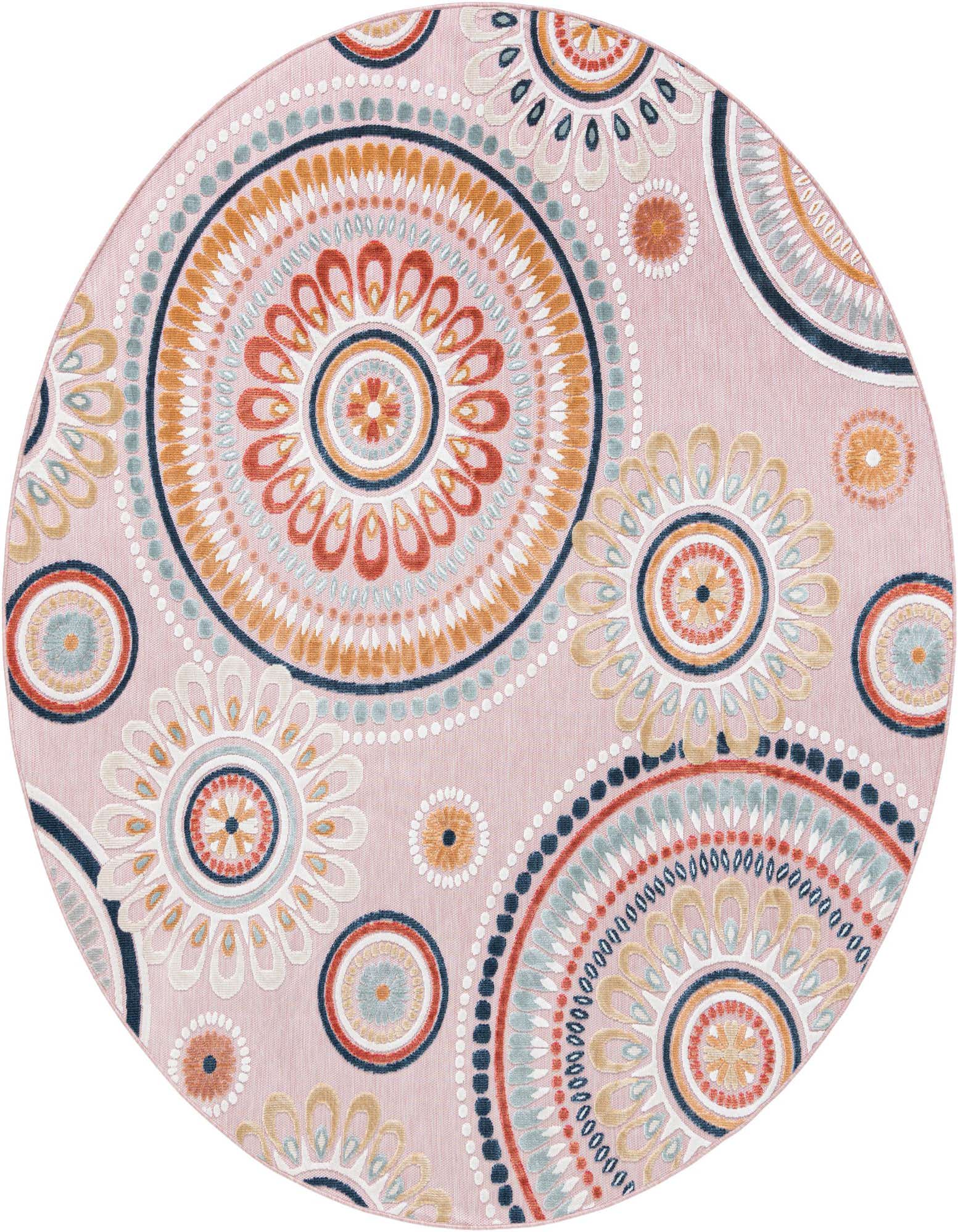 8' 2 x 8' 2 Easy-Clean Botanical Indoor / Outdoor Round Rug