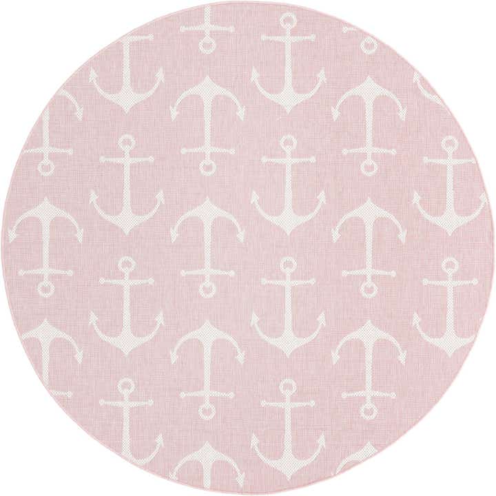 7' 10 x 7' 10 Easy-Clean Coastal Indoor / Outdoor Round Rug
