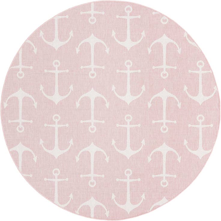 Detail image of 7' 10 x 7' 10 Easy-Clean Coastal Indoor / Outdoor Round Rug