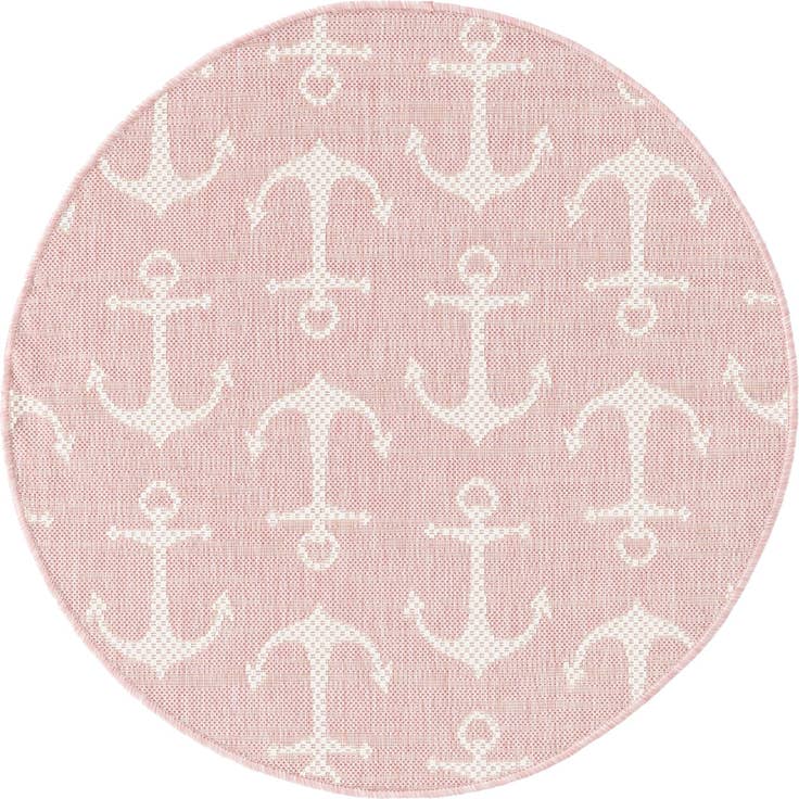 Detail image of 3' x 3' Easy-Clean Coastal Indoor / Outdoor Round Rug