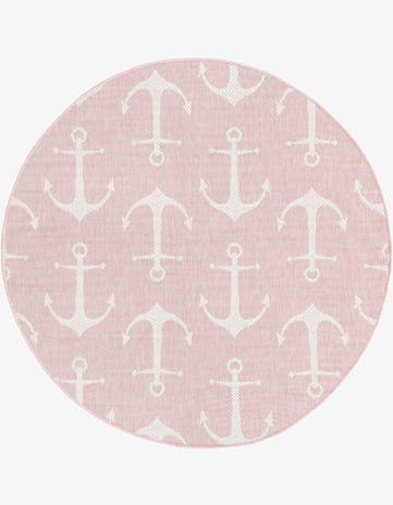 5' 3 x 5' 3 Easy-Clean Coastal Indoor / Outdoor Round Rug