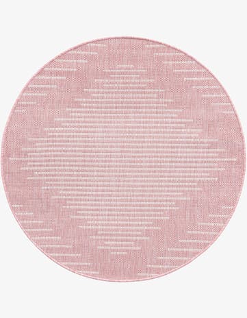 Pink Easy-Clean Modern Indoor / Outdoor Round Rug