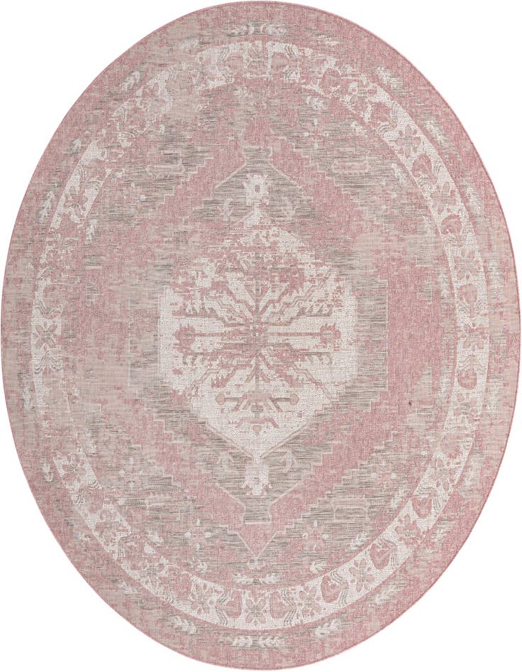 Detail image of 10' x 10' Easy-Clean Traditional Indoor / Outdoor Round Rug