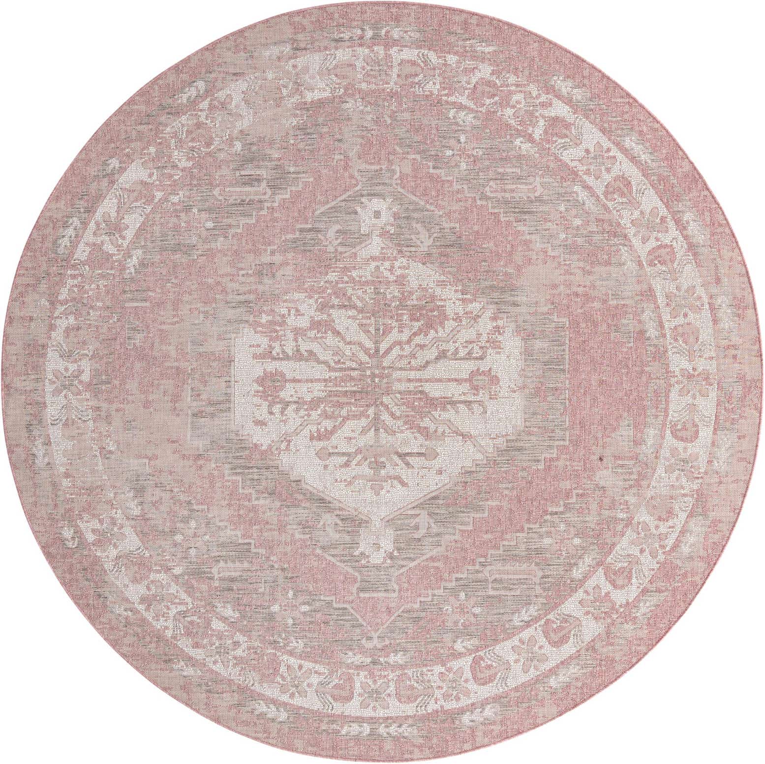 10' x 10' Easy-Clean Traditional Indoor / Outdoor Round Rug