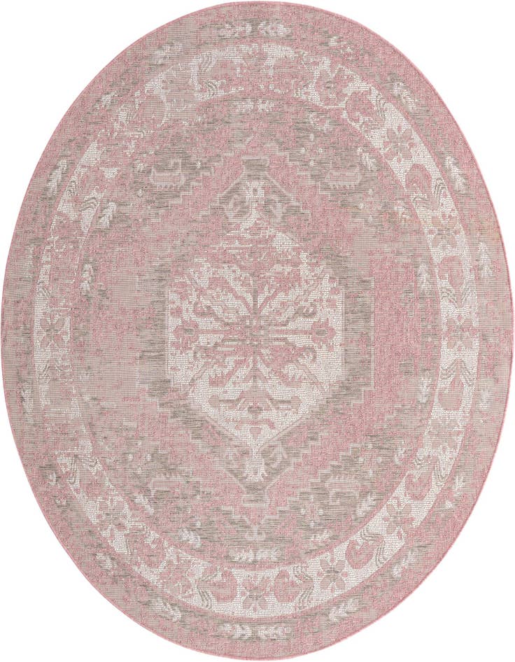 Detail image of 7' 10 x 7' 10 Easy-Clean Traditional Indoor / Outdoor Round Rug