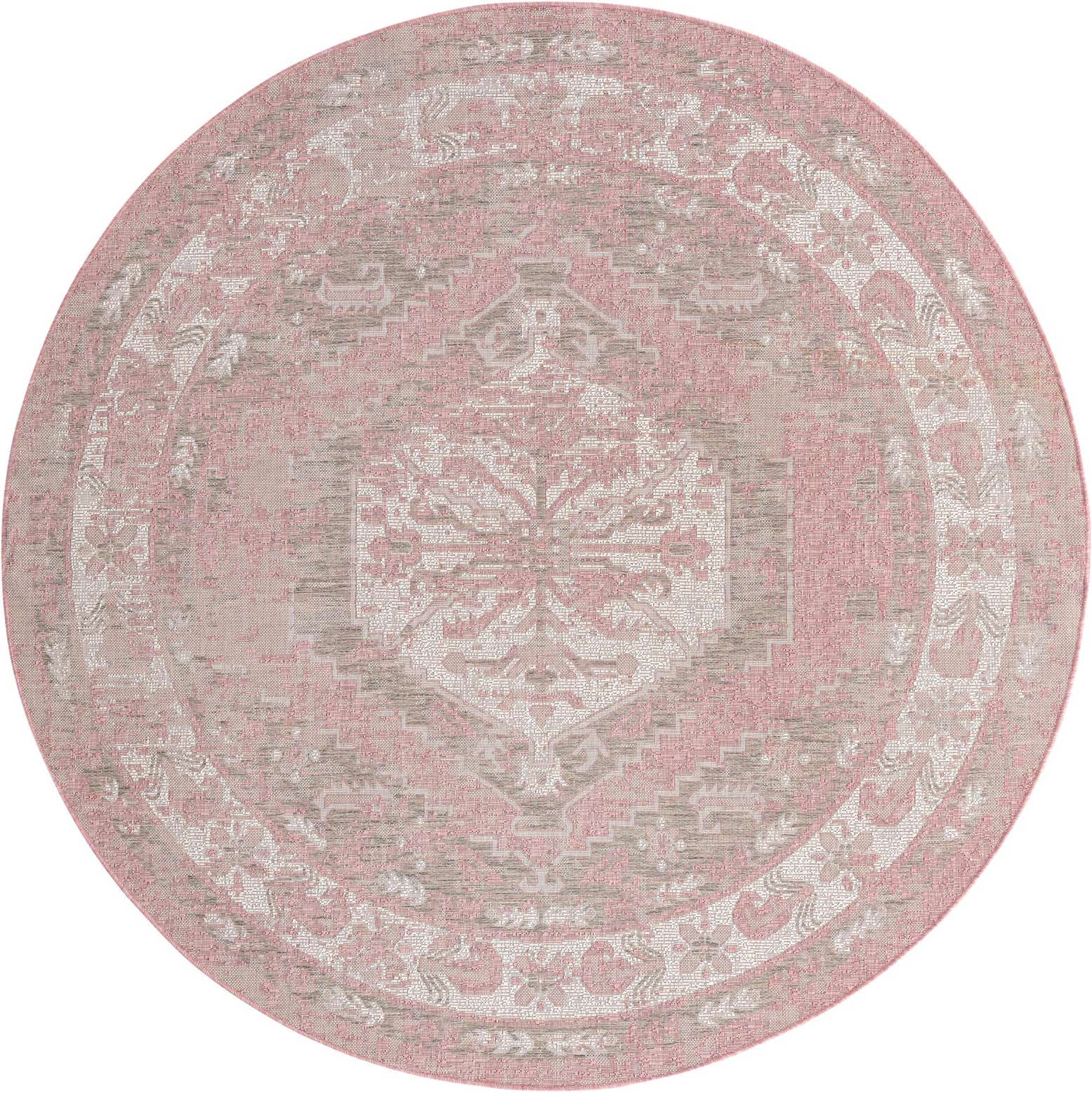 7' 10 x 7' 10 Easy-Clean Traditional Indoor / Outdoor Round Rug