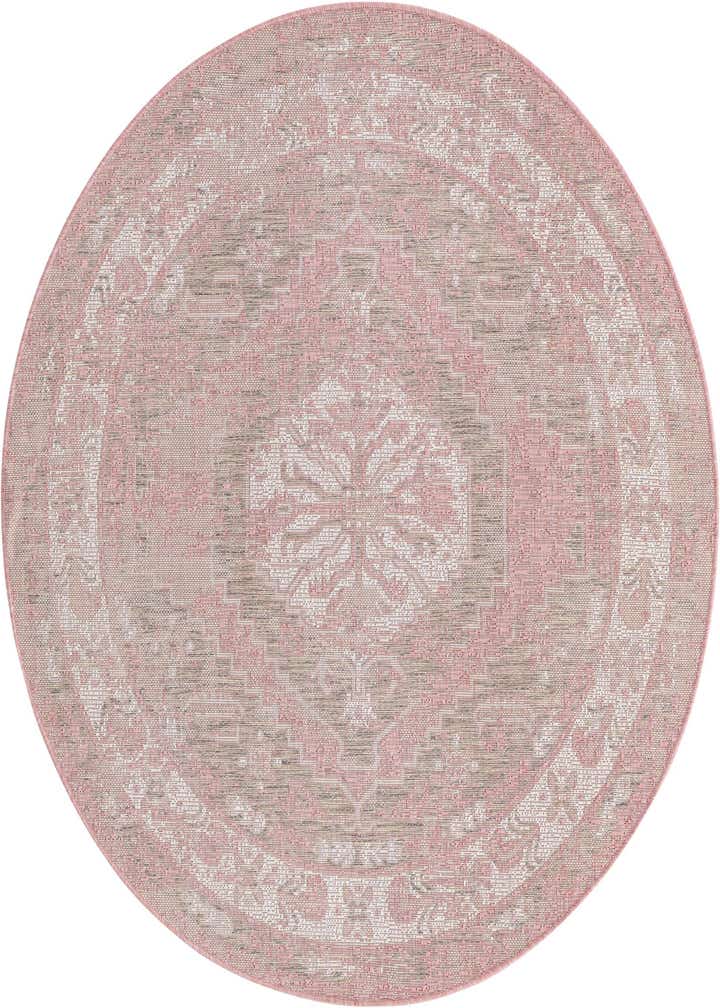 5' 3 x 5' 3 Easy-Clean Traditional Indoor / Outdoor Round Rug