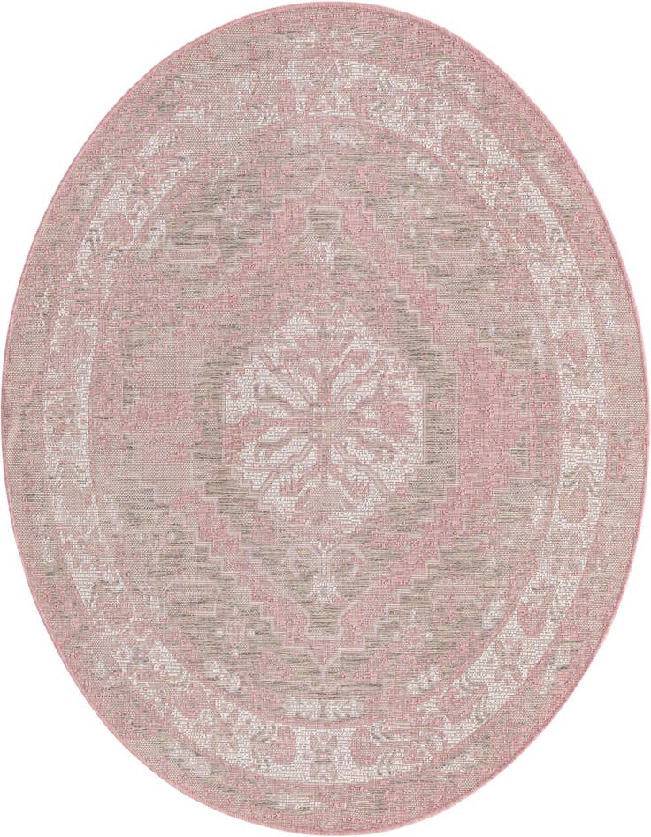 Detail image of 5' 3 x 5' 3 Easy-Clean Traditional Indoor / Outdoor Round Rug