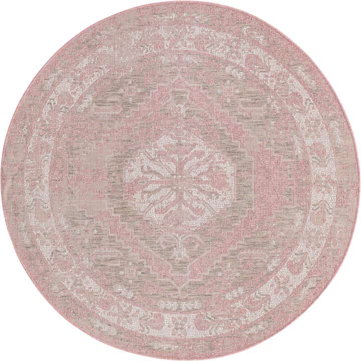 5' 3 x 5' 3 Easy-Clean Traditional Indoor / Outdoor Round Rug
